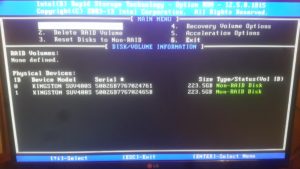 ekran konfiguracji raid